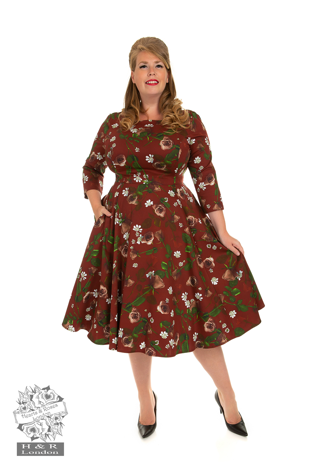 Faye Floral Swing Dress in Plus Size